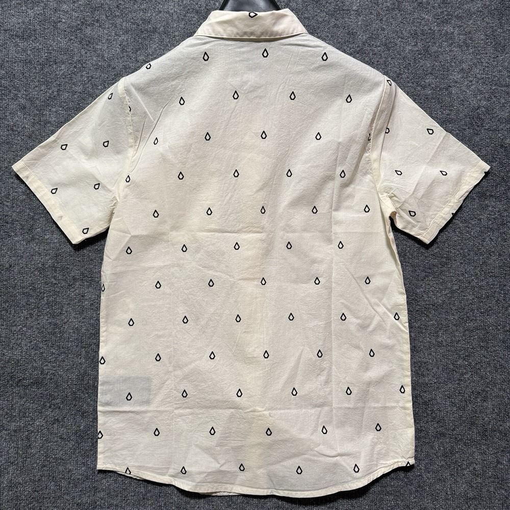 Volcom Shirt Mens Small Button Up Off-White Woven‎ Stone - Picture 3 of 11